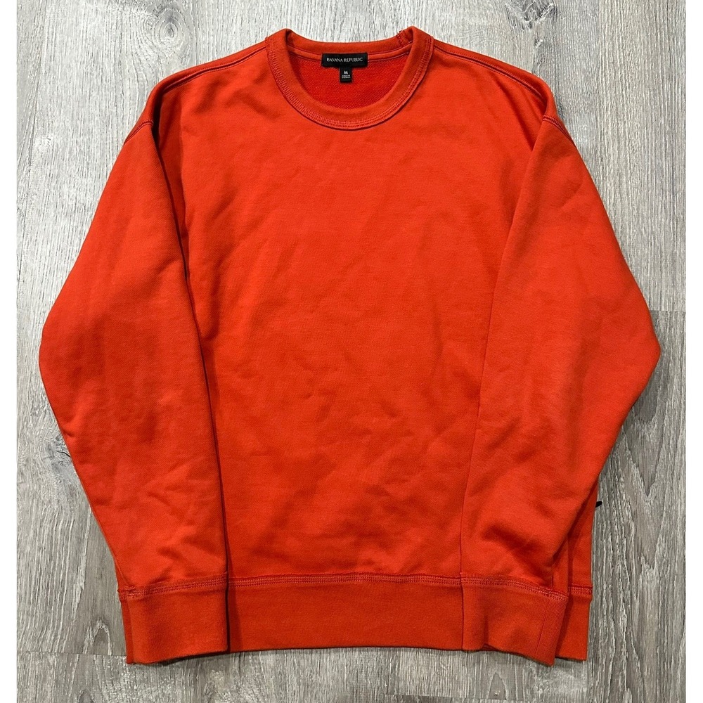 Banana Republic Sweater Mens Medium Orange Pullover Heavy Boxy Crewneck Sweater - Picture 3 of 13